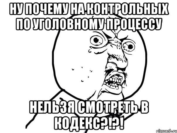 ну почему на контрольных по уголовному процессу нельзя смотреть в кодекс?!?!, Мем Ну почему (белый фон)