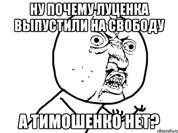 ну почему луценка выпустили на свободу а тимошенко нет?, Мем Ну почему (белый фон)