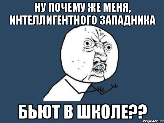 ну почему же меня, интеллигентного западника бьют в школе??, Мем Ну почему