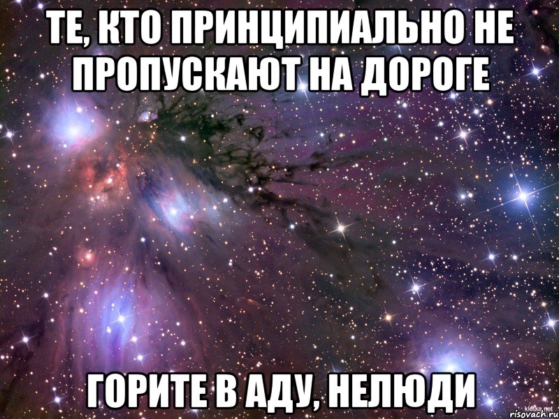 те, кто принципиально не пропускают на дороге горите в аду, нелюди, Мем Космос