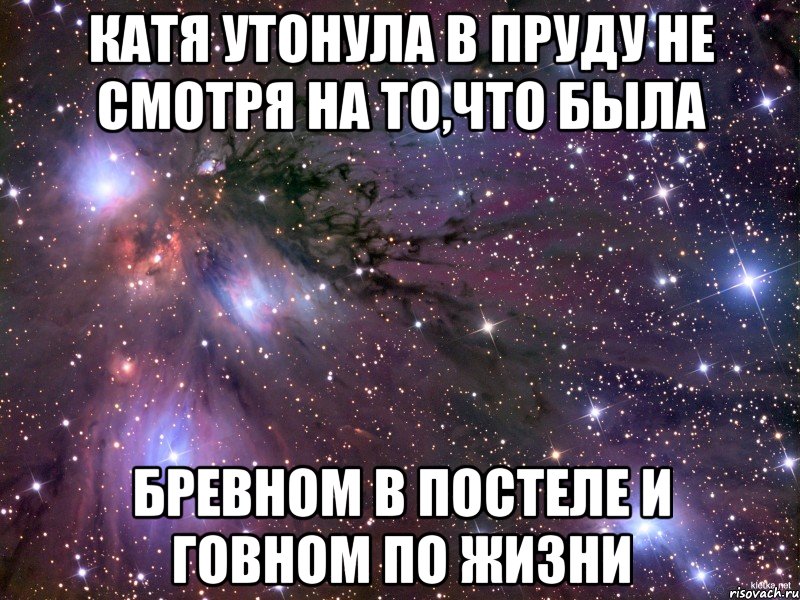 катя утонула в пруду не смотря на то,что была бревном в постеле и говном по жизни, Мем Космос