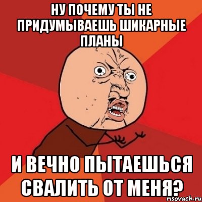 ну почему ты не придумываешь шикарные планы и вечно пытаешься свалить от меня?, Мем Почему