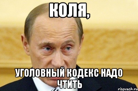 коля, уголовный кодекс надо чтить, Мем путин