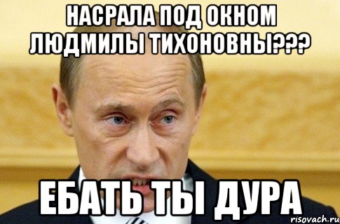 насрала под окном людмилы тихоновны??? ебать ты дура, Мем путин