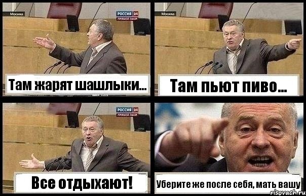 Там жарят шашлыки... Там пьют пиво... Все отдыхают! Уберите же после себя, мать вашу