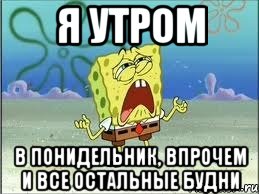 я утром в понидельник, впрочем и все остальные будни, Мем Спанч Боб плачет