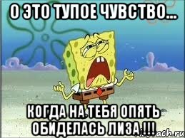 о это тупое чувство... когда на тебя опять обиделась лиза !!!, Мем Спанч Боб плачет