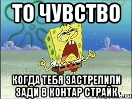 то чувство когда тебя застрелили зади в контар страйк, Мем Спанч Боб плачет