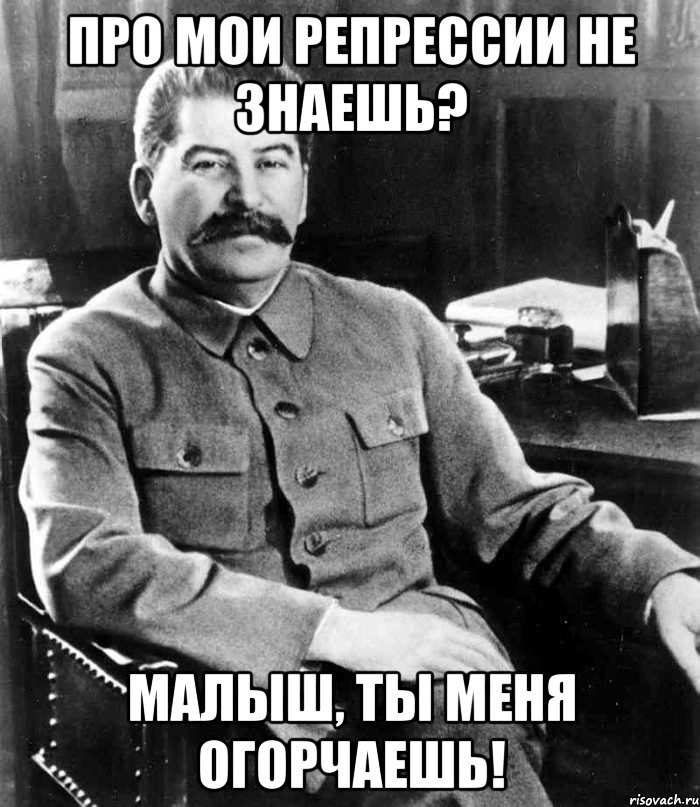 про мои репрессии не знаешь? малыш, ты меня огорчаешь!, Мем  иосиф сталин