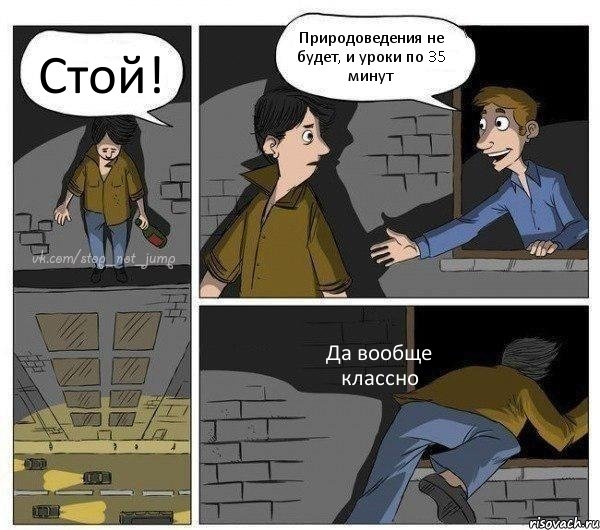 Стой! Природоведения не будет, и уроки по 35 минут Да вообще классно, Комикс Передумал прыгать