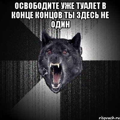 освободите уже туалет в конце концов ты здесь не один , Мем Сумасшедший волк