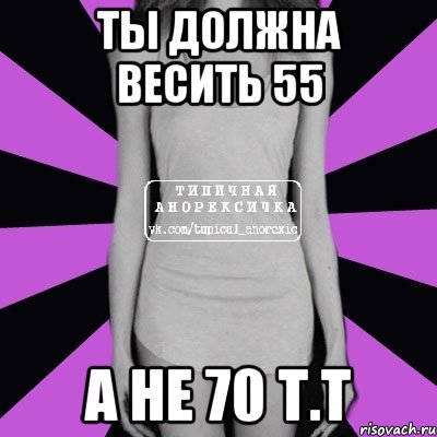 ты должна весить 55 а не 70 т.т, Мем Типичная анорексичка