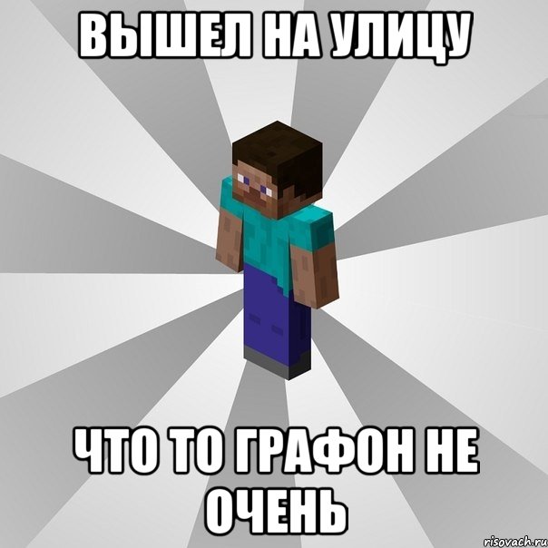 вышел на улицу что то графон не очень, Мем Типичный игрок Minecraft