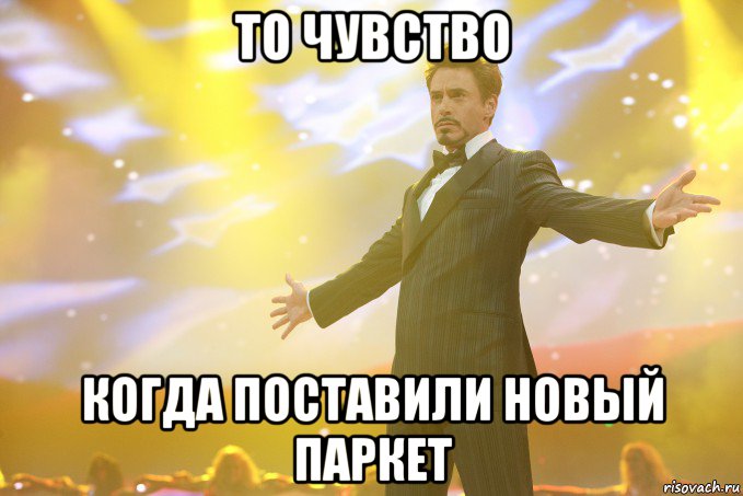 то чувство когда поставили новый паркет, Мем Тони Старк (Роберт Дауни младший)