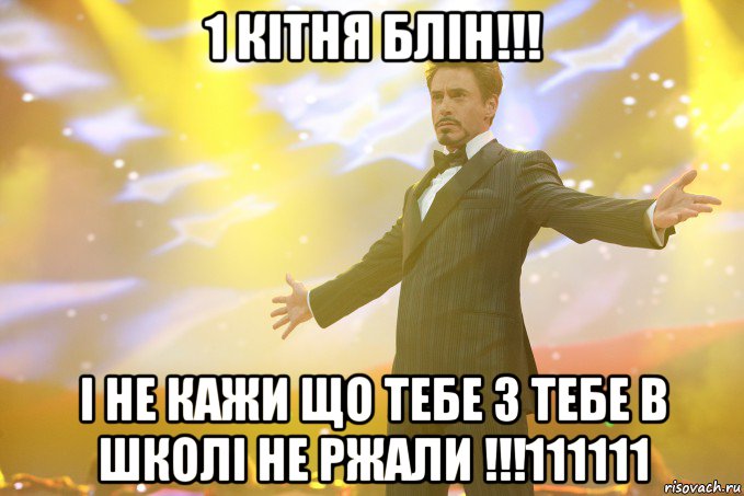 1 кітня блін!!! і не кажи що тебе з тебе в школі не ржали !!!111111, Мем Тони Старк (Роберт Дауни младший)