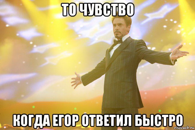 то чувство когда егор ответил быстро, Мем Тони Старк (Роберт Дауни младший)