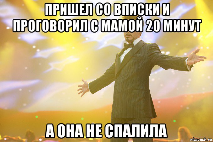 пришел со вписки и проговорил с мамой 20 минут а она не спалила, Мем Тони Старк (Роберт Дауни младший)