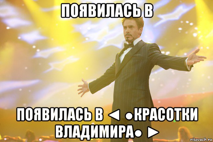 появилась в появилась в ◄ ●красотки владимира● ►, Мем Тони Старк (Роберт Дауни младший)