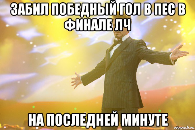 забил победный гол в пес в финале лч на последней минуте, Мем Тони Старк (Роберт Дауни младший)