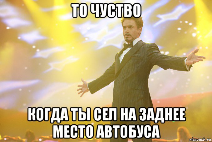 то чуство когда ты сел на заднее место автобуса, Мем Тони Старк (Роберт Дауни младший)