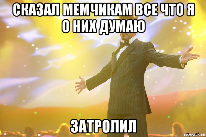 Сказал Мемчикам все что я о них думаю Затролил, Мем Тони Старк (Роберт Дауни младший)