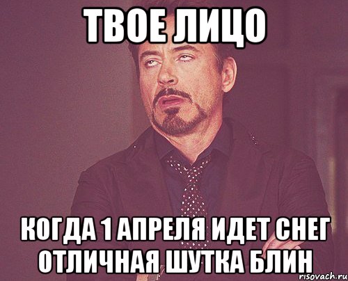 твое лицо когда 1 апреля идет снег отличная шутка блин, Мем твое выражение лица