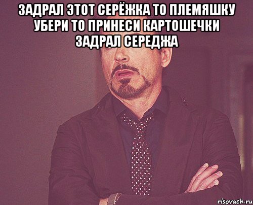 задрал этот серёжка то племяшку убери то принеси картошечки задрал середжа , Мем твое выражение лица