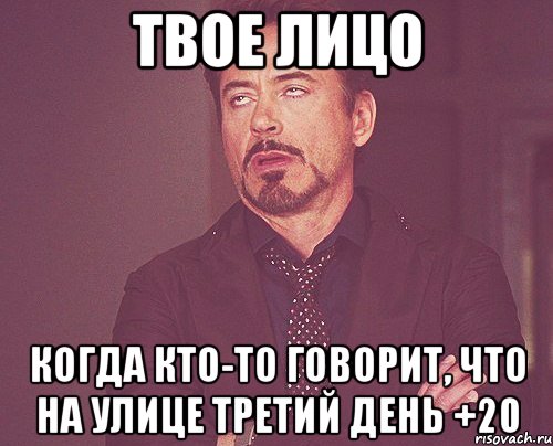 твое лицо когда кто-то говорит, что на улице третий день +20, Мем твое выражение лица