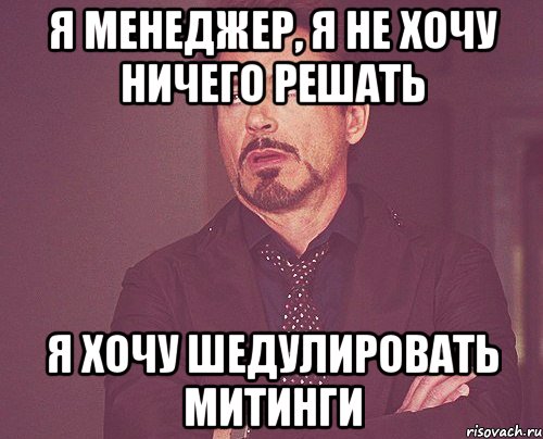 я менеджер, я не хочу ничего решать я хочу шедулировать митинги, Мем твое выражение лица