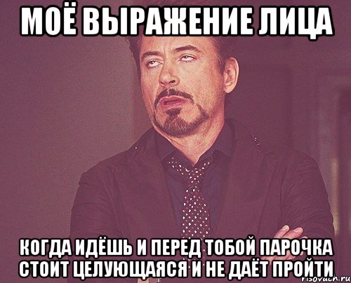 моё выражение лица когда идёшь и перед тобой парочка стоит целующаяся и не даёт пройти, Мем твое выражение лица