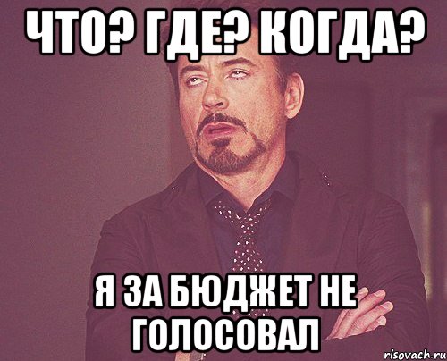 что? где? когда? я за бюджет не голосовал