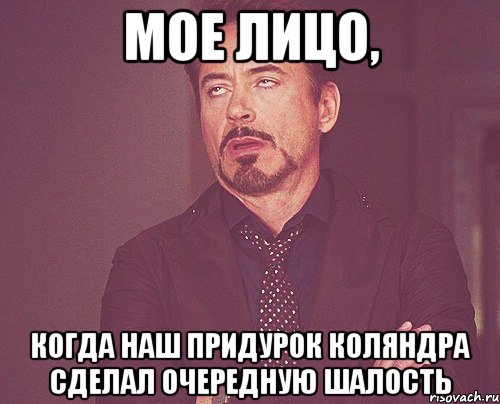 мое лицо, когда наш придурок коляндра сделал очередную шалость, Мем твое выражение лица