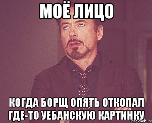 моё лицо когда борщ опять откопал где-то уебанскую картинку, Мем твое выражение лица