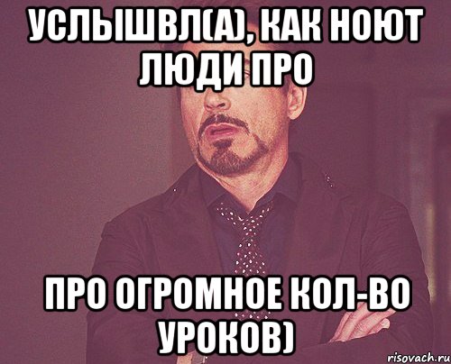 услышвл(а), как ноют люди про про огромное кол-во уроков), Мем твое выражение лица