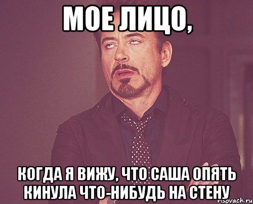 мое лицо, когда я вижу, что саша опять кинула что-нибудь на стену, Мем твое выражение лица