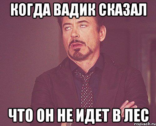 когда вадик сказал что он не идет в лес, Мем твое выражение лица