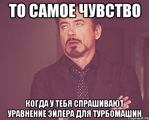 то самое чувство когда у тебя спрашивают уравнение эйлера для турбомашин, Мем твое выражение лица