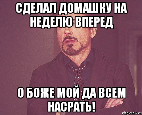 сделал домашку на неделю вперед о боже мой да всем насрать!, Мем твое выражение лица