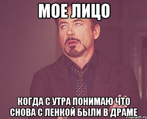 мое лицо когда с утра понимаю что снова с ленкой были в драме, Мем твое выражение лица