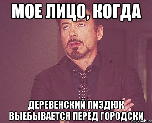 мое лицо, когда деревенский пиздюк выебывается перед городски, Мем твое выражение лица