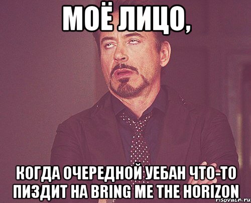 моё лицо, когда очередной уебан что-то пиздит на bring me the horizon, Мем твое выражение лица