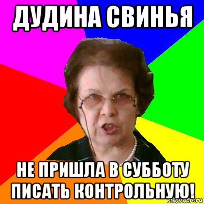 дудина свинья не пришла в субботу писать контрольную!, Мем Типичная училка