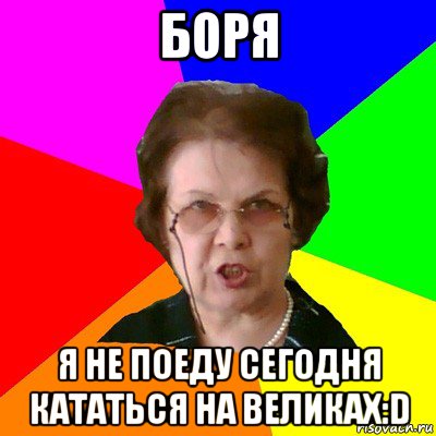 боря я не поеду сегодня кататься на великах:d, Мем Типичная училка