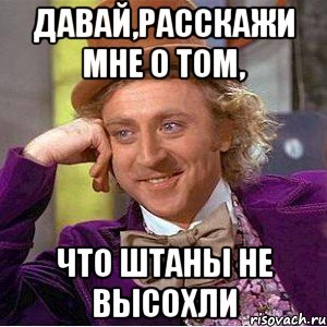 давай,расскажи мне о том, что штаны не высохли, Мем Ну давай расскажи (Вилли Вонка)