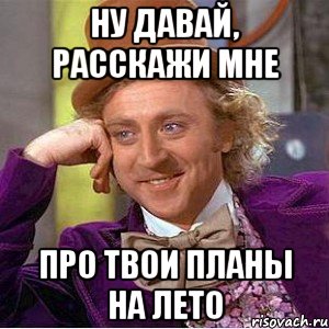 ну давай, расскажи мне про твои планы на лето, Мем Ну давай расскажи (Вилли Вонка)