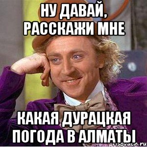 ну давай, расскажи мне какая дурацкая погода в алматы, Мем Ну давай расскажи (Вилли Вонка)