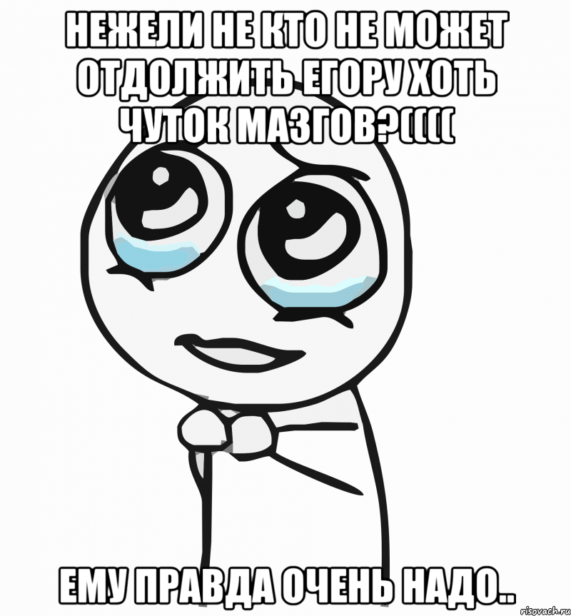 нежели не кто не может отдолжить егору хоть чуток мазгов?(((( ему правда очень надо.., Мем  ну пожалуйста (please)