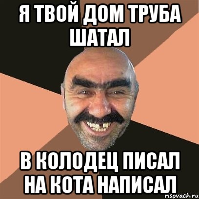 я твой дом труба шатал в колодец писал на кота написал, Мем Я твой дом труба шатал