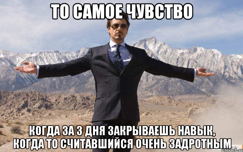 то самое чувство когда за 3 дня закрываешь навык, когда то считавшийся очень задротным, Мем железный человек