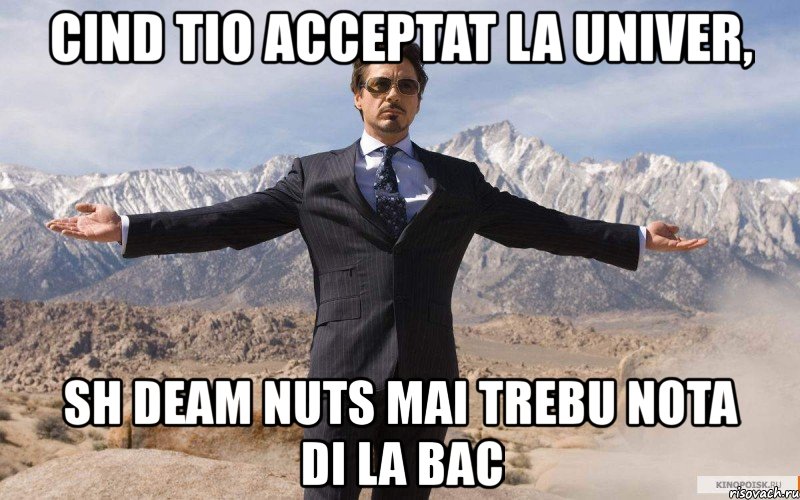 cind tio acceptat la univer, sh deam nuts mai trebu nota di la bac, Мем железный человек